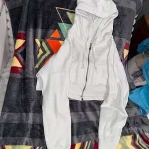 American Eagle Outfitters White Zip-Up Hoodie
